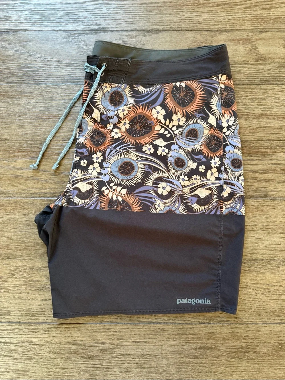 Patagonia Men's Panel Swim Shorts in Blue, Orange & Black
